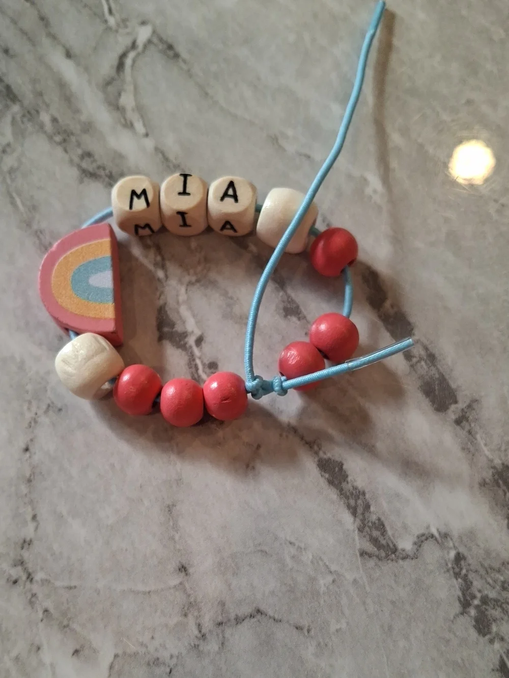 Personalized Kids Beaded Bracelet Set - Pastel Blue, Purple, Pink, Red